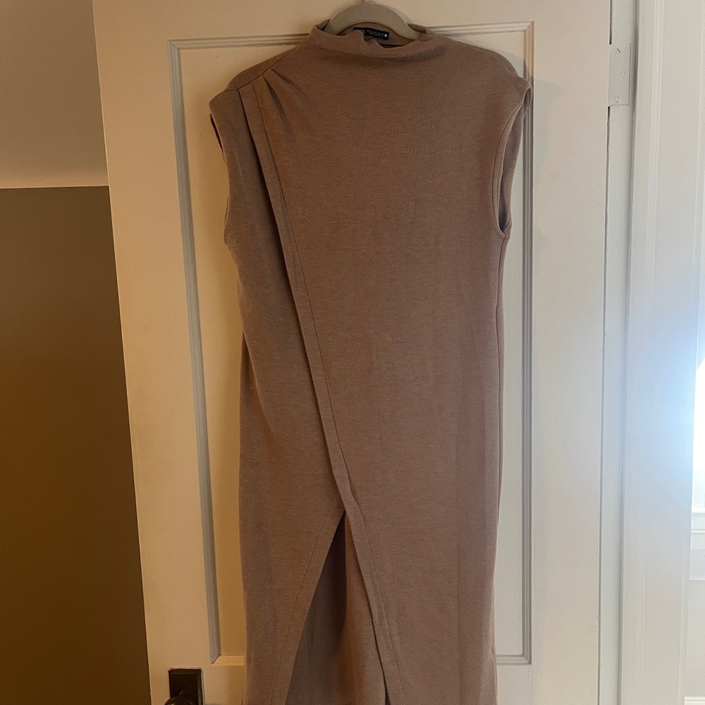 Zara Asymmetrical Tan Dress